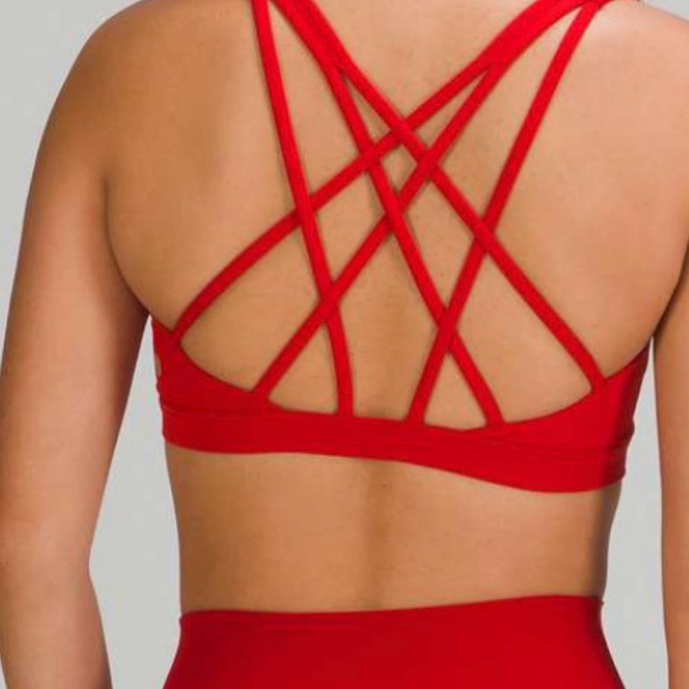 Lululemon Red Strappy Back Sports Bra | Size M | Medium Support Yoga - Picture 2 of 8